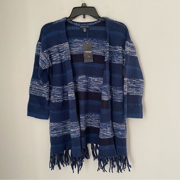 American Living Sweaters - American Living Women’s Open Front Knit Blue Cardigan size M